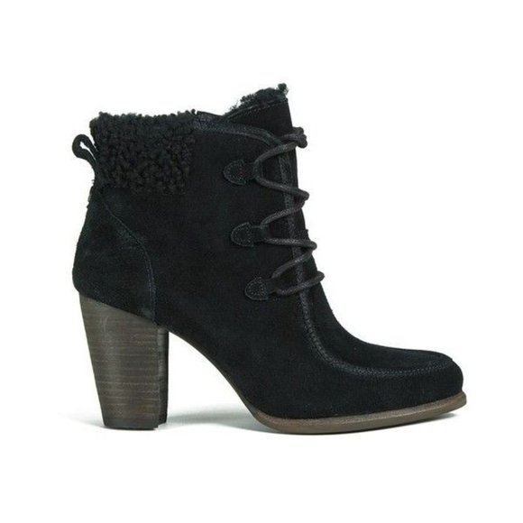 worn once UGG Suede Winter Heel Ankle booties sz 8 - Picture 1 of 8